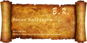 Becze Kalliszta névjegykártya